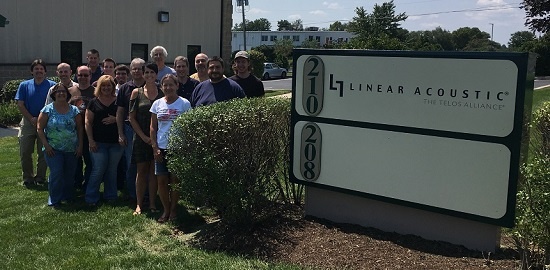 Linear Acoustic team outside their new building